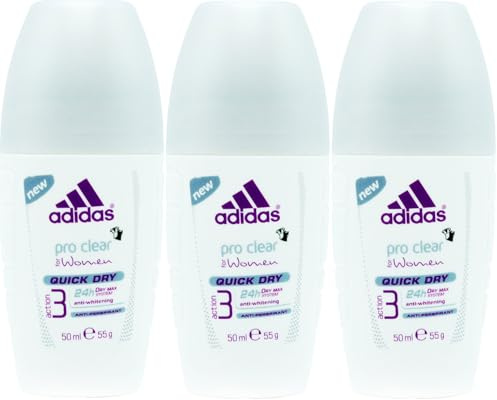3 x 50 ml Adidas 24H Aktion 3 schnell trocknende Anti-Whitening-Roll-on für Frauen