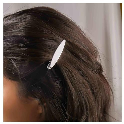 Cybche Pince À Cheveux Ovale En Métal Barrette Argentée Barrette Minimaliste Barrette Métal Géométrique Épingles À Cheveux Pinces À Cheveux Ovales Plates Accessoires Décoratifs Pour Femmes