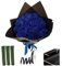 Bouquet di rose glitter, 20pcs da 9, 5 pollici lucido lucido bouquet, rose finte fai -da -te con stelo, nastri avvolgenti e carta avvolgente blu, fiori