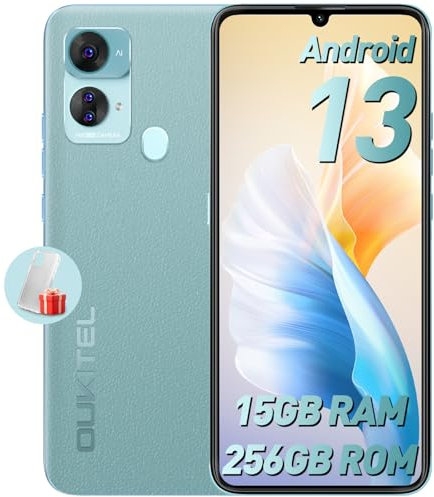 OUKITEL C33 Mobile phones, 15GB+256GB/2TB Smartphone, Android 13 phone, 50MP+5MP Camera, 6.8 HD+ Display, 5150mAh, 4G Dual SIM Android Phones, FaceID/Fingerprint/GPS/OTG, Blue