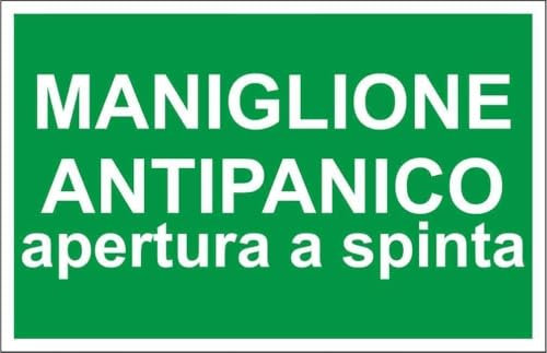 M-ITALY CARTELLO SEGNALETICO - MANIGLIONE ANTIPANICO APERTURA A SPINTA - Adesivo Extra Resistente, Pannello in Forex, Pannello In Alluminio (Adesivo, 10x15 cm)