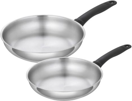 KUHN RIKON CLASSIC Bratpfannen Set unbeschichtet Ø 24 + 28 cm, für Induktion geeignet, Pfanne aus Edelstahl, für scharfes Braten