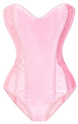 Women Gothic Corset Bodysuit with Headband Lace up Boned Waist Trainer Vintage Romper Tummy Control Overbust Solid Color Body Shaper Jumpsuit Lingerie Sets Waist Training for Halloween Dress