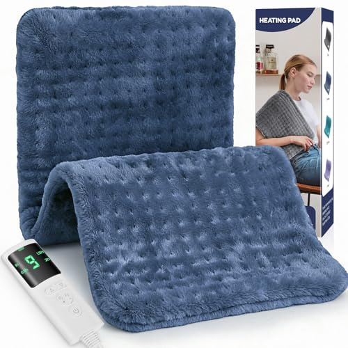 Heat Pads for Back Pain Relief, 24x12 Heating Pad with 9 Heat Settings & 4 Auto-Off Timers, Heat Pad for Neck, Shoulders, Cramps, Menstrual Pain, Soft Flannel, 6.6FT Cord