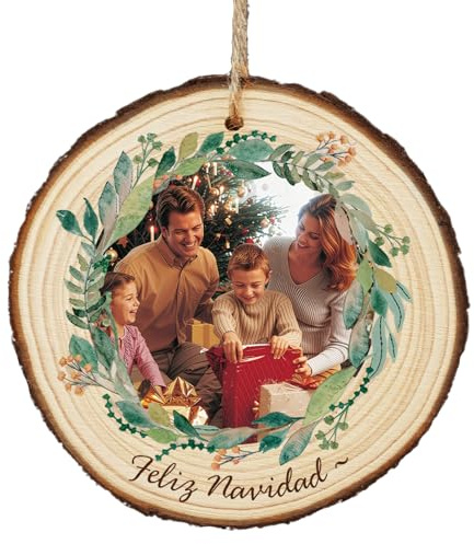 Bemaystar Adorno Navidad Personalizado- Decoracion Navidad Personalizadas, Adornos Arbol Navidad con Fotos, Decoraciones Navideñas de Madera para Árboles, Adornos Navidad Familiares