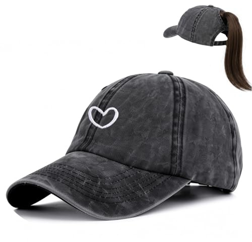 Basecap Damen Pferdeschwanz, Verstellbare Baseball Cap Unisex, Cappy Frauen | Damen Cap, Sonnenschutz Sonnencap Damen Sommer, Atmungsaktiven Sport Cap mit Zopf Loch