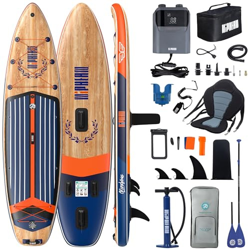 Niphean (Extra Groß) Stand Up Paddling Board, SUP für 2+1 Personen/Familien, SUP Board mit (Anfängergeeignet) Balancierflügel, 50 PSI SUP Pumpe Elektrisch mit Aufbewahrungstasche