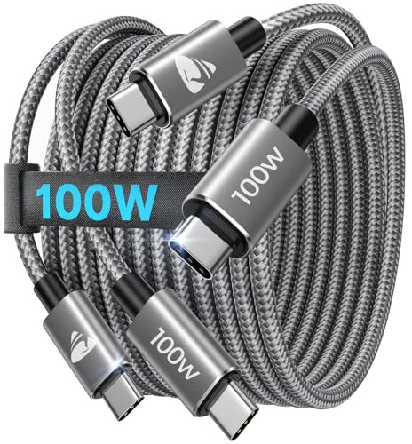 Câble USB C vers USB C, [2M/Lot de 2] 100W Type C Cable Charge Rapide | USBC Câble Charge Rapide pour iPhone 17 16 15 Pro Max Samsung Galaxy S26 S25 S24 MacBook iPad Air Pixel, Nylon Tressé Cordon