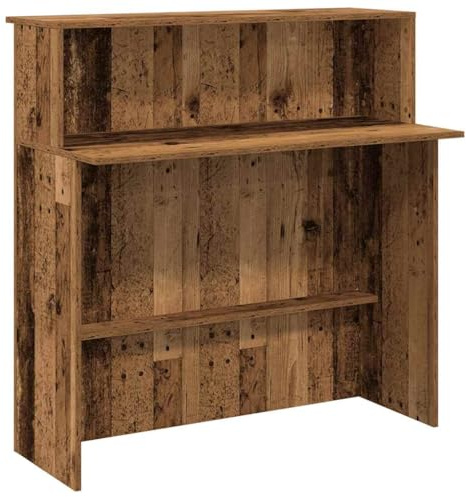 HETFTJN Empfangstheke Altholz 100×50×103,5 cm, Holz, Regal, Office Desk/Sekretär für Büro, Salon, Wohnbereich
