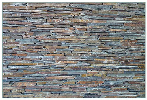 Wallario Küchenrückwand selbstklebend 90 x 60 cm, Motiv: Natursteinmauer in grau braun | Spritzschutz abwischbar & pflegeleicht