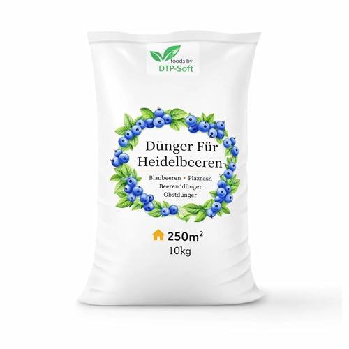 DTP-SOFT Heidelbeerdünger 10kg/10000g für Blaubeeren - Vaccinium und Moorbeetpflanzen - NPK Dünger für kräftige Wurzeln, starke Pflanzen und aromatische Früchte - für Garten, Hochbeet und Plantage