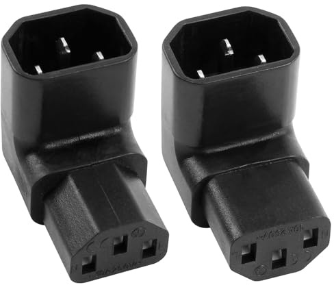 Hyleon Kettle Lead C13 to C14 2Pcs, 90 Degree IEC Cable, IEC Plug C14 to C13 Socket, 250V 10A, Right Angle IEC Cable for Computer HDTV Desktop