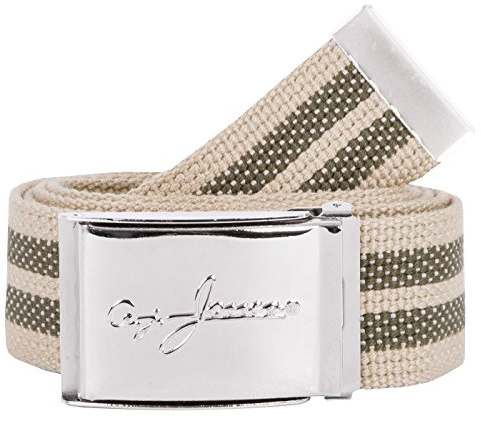 2Stoned Hosengürtel Stoffgürtel 4cm mit A.J. Jones Chromschnalle in Beige-Olive für Damen und Herren