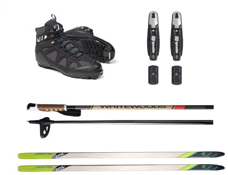 Whitewoods Adult NNN Cross Country Ski Package, 207cm - Skis, Bindings, Boots, Poles (48, 180 lbs. & Up)