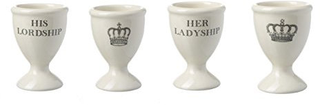 The Tuftop Co Eierbecher-Geschenk-Set, Majestic His Lordship + Her Ladyship, cremefarben