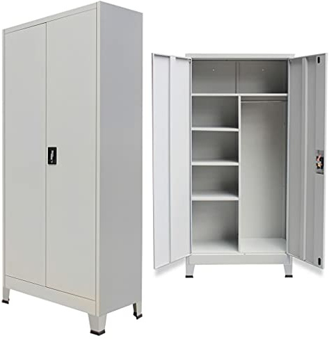 vidaXL Lockable Cabinet with 2 Doors Steel Grey