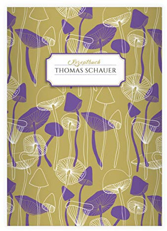 Kartenkaufrausch 2 personalisierte leckere Pilz DIN A4 Schulhefte, Rechenhefte im Retro 70s Stil, beige Lineatur 26 (kariertes Heft 16 Blatt/32 Seiten) Notizheft, Kladde für Schule, Universität, Büro