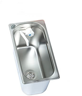 Edelstahl Spülbecken Camping Spüle Waschbecken + Ablauf, 325x176x150mm Novo Weiß Wasserhahn integriert (ad-ideen)