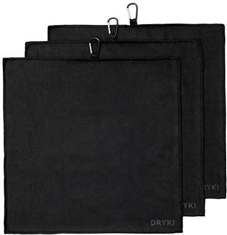 DRYKI Schweißabsorbierende Taschentücher – die Original-Sport-Mikrofaser-Taschentücher zum Ableiten von Schweiß von Händen, Gesicht, Körper (klassisches Schwarz, 3er-Pack, XL-Größe), klassisches