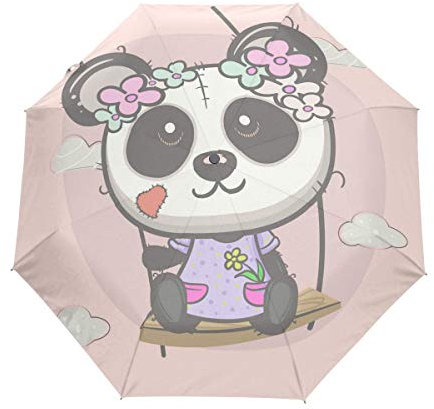 Cute Panda Swing Umbrella Automatic Auto Open Close Travel Sun Blocking Windproof Umbrellas for Women Men