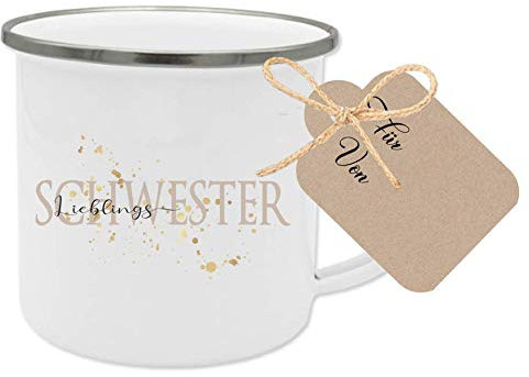 Manufaktur Liebevoll Tasse „Lieblingsschwester - Besonderes Geschenk für die Schwester - Geschenkidee als Dankeschön, zum Geburtstag u.v.m.