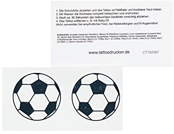 10 x Fußbälle Tattoo - Zwei Bälle in schwarz - Temporary Haut Tattoo (10)