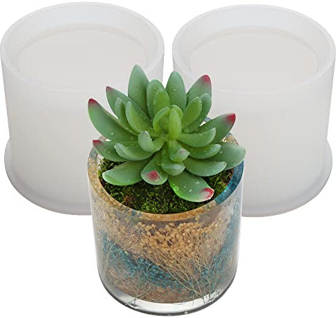2 Pack Big DIY Cylinder Resin Silicone Molds, 2.95 x 2.95 - DIY Flower Pot & Pen Holder Molds