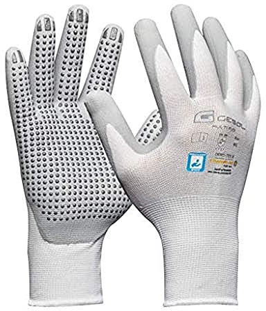 Gebol Multi Flex White, Arbeitshandschuhe mit Noppen, Nitrilhandschuhe dermatologisch getestet, Für Damen und Herren, Größe M (Gr 8), Weiß, 1 Paar