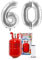PARTY FACTORY Helium Set 60 mit XXL Zahlenballons, Ballongas und Ballonschnur - für Geburtstag, Jubiläum, Jahrestag; Gold, Silber, Schwarz, Pink, Rosa, Rosagold, Bunt (Silber)