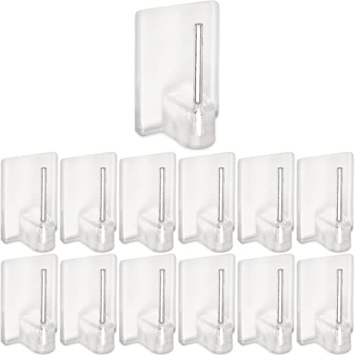 Gancio autoadesivo per bastone, 12 pz, Trasparenti, misura 25 x 17 mm, per tenda, zanzariere,, aggancio per finestre in PVC, curtain hook