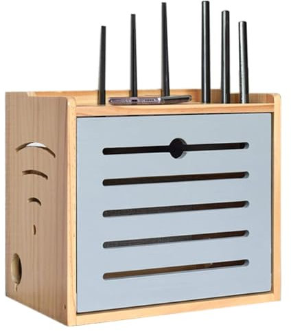 PPGE Home Router Schrank, Holz Dekoration Box, WiFi-Aufbewahrungsbox, Kabel Verstecken Kästen, Wandmontage/Desktop Kabelbox Wooden Box