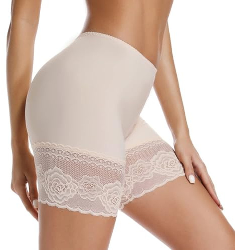 Joyshaper Damen Unterhose Unter Rock Kurz Hose Anti-Chafing Spitze Shorts | Sicherheit Panty Lace Leggings Kurze Tight mit Anti-Rutsch Spitzenrand