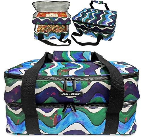 ODDS N TOTES Insulated Double Casserole Carrier for Hot or Cold Food, Insulated Food Carrier for Casserole Dish