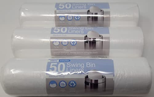 150 x 35L Medium Duty Swing Bin Liners Flat Top 555x710mm (22x28) White