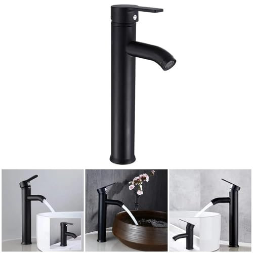 NEWFUN Grifo de baño Negro, Mate Grifo Retro de Plataforma Alta, lavabo del Baño es Antioxidante, Antidesgaste, Agua Fria y Caliente Disponible, adecuado de 32 mm a 42 mm