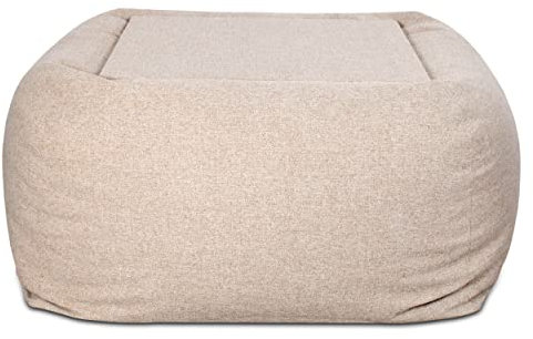 Deshome - Pouf-Tisch mit abnehmbarem Bezug für draußen und drinnen: Pouf sitzhocker aus wasserabweisendem Stoff mit Abnehmbarer Polsterung Light Pouf Beige