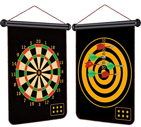 Leistungsstarkes, doppelseitiges, magnetisches Dart-Ziel, 38.1 cm, 6 Dartpfeile, zum Aufhängen, Familienspiel für Kinder, Gartenspielzeug und ideale Geschenke