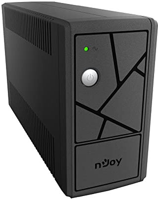 NJOY Keen 600VA Gruppo di Continuità 360 Watt, Tecnologia Line Interactive, UPS con Onda Sinusoidale Simulata, AVR, 2 Uscite Shuko, 1 Batteria - Garanzia 3 Anni
