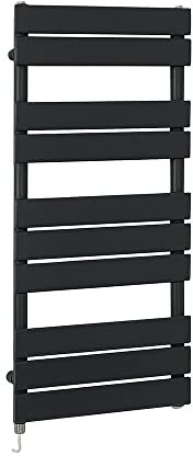 Milano Lustro 600W Black Flat Panel Electric Heated Towel Rail - 975mm x 450mm