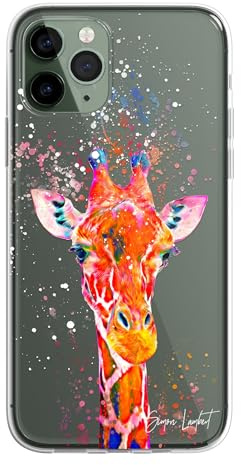 SmartGiftShop Giraffe Family Phone Case | Watercolour Splatter Art Clear Cover | Exclusive Artwork for iPhone XR - 1 Rainbow