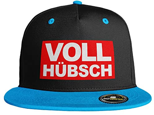 SAUFCOUNTER MARK YOUR DRINKS Voll hübsch Snapback Cap lustige Snapback mit Spruch voll dicht besoffen Malle Saufen Bier Alkohol Party (10 Farbvarianten), Farbe: Schwarz/Blau