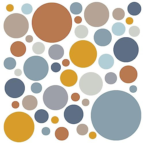 WandSticker4U®- 6 Bögen, 93 PUNKTE zum Kleben, pastell GELB BLAU BRAUN GRAU I Wandtattoo Punkte Kinderzimmer Wandsticker Kreise Dots I Möbelsticker Klebepunkte Mädchen & Junge Deko GROß
