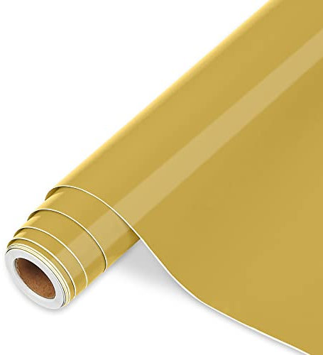 Vinylfolie Plotter Gold, 30.5cm x 366 cm Glänzend Gold Plotterfolie selbstklebend Vinyl, Gold Plotterfolie Vinyl Für Cricut, Silhouette Cameo, die meisten Schneidemaschine