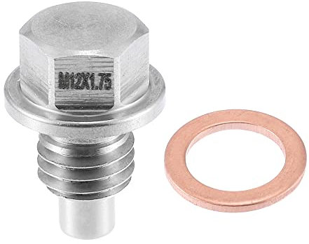 A ABSOPRO Magnetischer Ölablassstopfen M12x1,75 für Fahrzeugmotoren aus Edelstahl mit Kupferscheibe