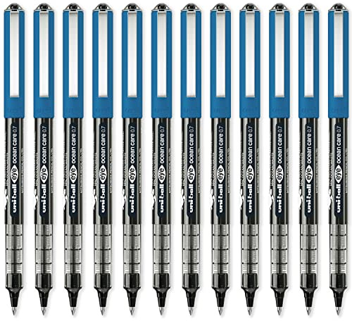 uni-ball Eye Ocean Care Rollerball Pens, 0.7 mm, Black (12-Pack) | Smooth Liquid Ink Flow, Fade & Water Resistant, Comfortable Grip, Ideal for Writing & Drawing