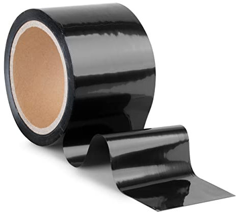 GRIP Eventbasics Flatterband schwarz, 50 m x 70 mm, LDPE Folienband Stärke 50 µ, Absperrband nicht klebend zum Absperren, Begrenzen, Basteln, für Partys uvm., Farbe Schwarz