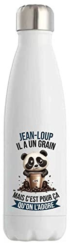 Bouteille Isotherme Jean-Loup Panda Café | Idée Gourde Cadeau Travail Métier Thermos Sport Humour Collègue Homme Anniversaire Noël