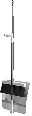 Qmisify Scopa Rotante, Scopa in Acciaio Inox, Scopa in Schiuma con Design Girevole, Scopa e Paletta Regolabile, Scopa e Paletta per Stanza