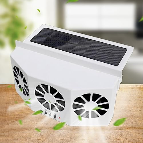 KOBONA Solarbetriebener Autoventilator-Solar-Lüfter für dünne Fenster-Tragbarer Auto-Fensterventilator mit drei Ventilatoren, Auto-Ventilator, automatischer Kühlventilator für SUV, Wohnmobil