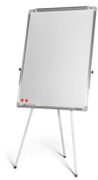 The Workplace Depot Magnetic Whiteboard Easel– Portable Height Adjustable Flip Chart Easel with Dry Wipe and Magnetic Surface, 1020x720mm – Office and Classroom Presentation Board